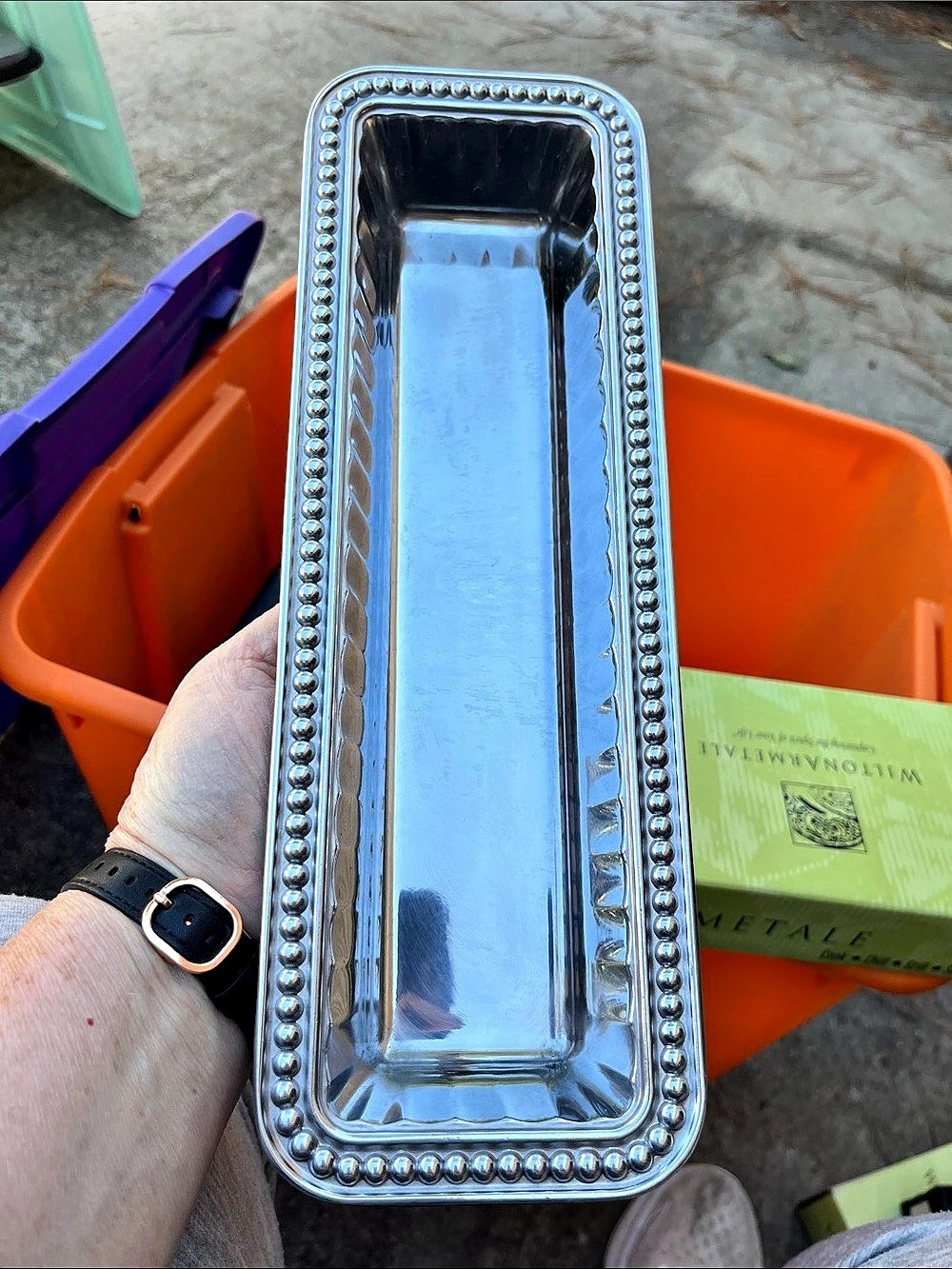 Wilton Armetale Flutes & Pearls Cracker Tray Silver